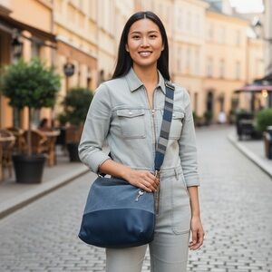 Fossil Blue and Navy Leather Crossbody Bag